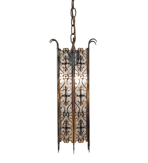 Meyda Lighting Saskia 8" Hand Rubbed Iron Mini Pendant Light With Rainstone Idalight Shade