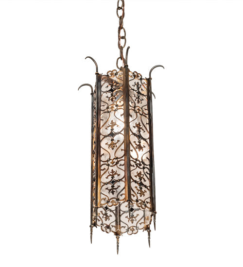 Meyda Lighting Saskia 8" Hand Rubbed Iron Mini Pendant Light With Rainstone Idalight Shade