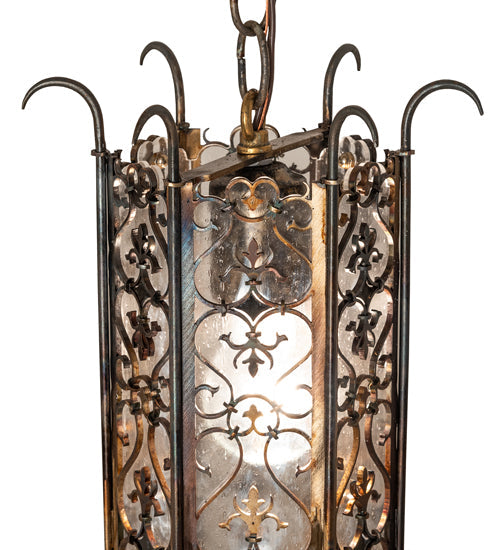 Meyda Lighting Saskia 8" Hand Rubbed Iron Mini Pendant Light With Rainstone Idalight Shade