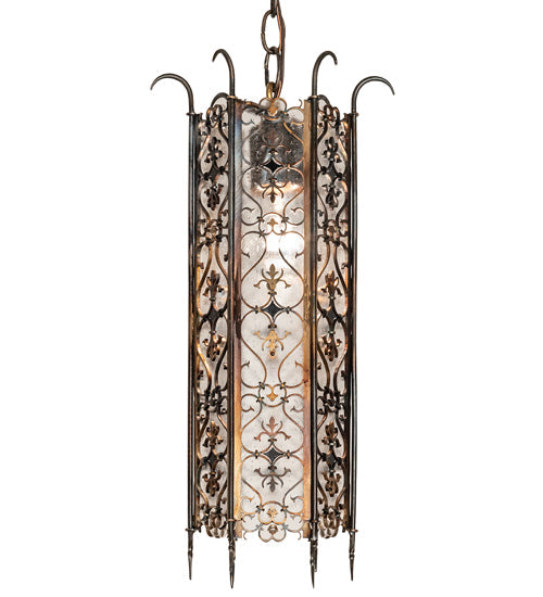 Meyda Lighting Saskia 8" Hand Rubbed Iron Mini Pendant Light With Rainstone Idalight Shade