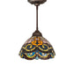Meyda Lighting Saturday Morning 10" Mahogany Bronze Mini Pendant Light With Multi-Colored Stained Glass