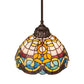 Meyda Lighting Saturday Morning 10" Mahogany Bronze Mini Pendant Light With Multi-Colored Stained Glass