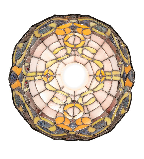 Meyda Lighting Saturday Morning 10" Mahogany Bronze Mini Pendant Light With Multi-Colored Stained Glass