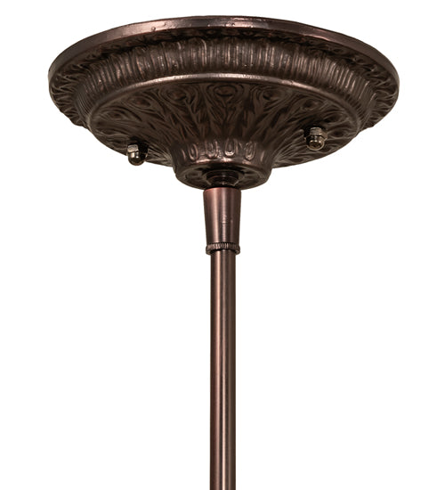 Meyda Lighting Saturday Morning 10" Mahogany Bronze Mini Pendant Light With Multi-Colored Stained Glass