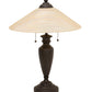 Meyda Lighting Saturn 23" 2-Light Craftsman Brown Table Lamp With Beige Iridescent Shade Glass