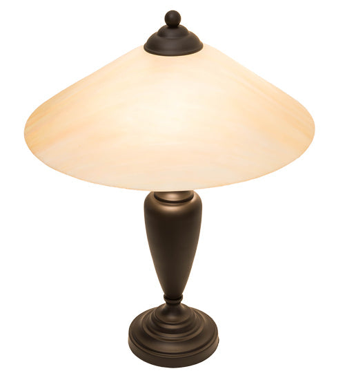 Meyda Lighting Saturn 23" 2-Light Craftsman Brown Table Lamp With Beige Iridescent Shade Glass