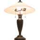 Meyda Lighting Saturn 23" 2-Light Craftsman Brown Table Lamp With Beige Iridescent Shade Glass