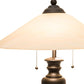 Meyda Lighting Saturn 23" 2-Light Craftsman Brown Table Lamp With Beige Iridescent Shade Glass