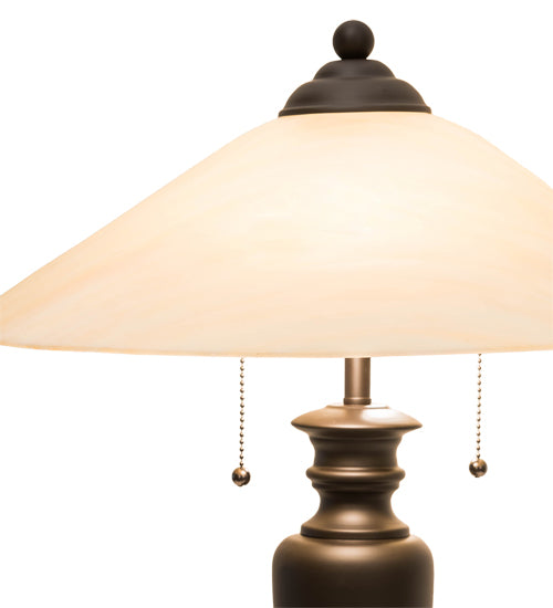 Meyda Lighting Saturn 23" 2-Light Craftsman Brown Table Lamp With Beige Iridescent Shade Glass
