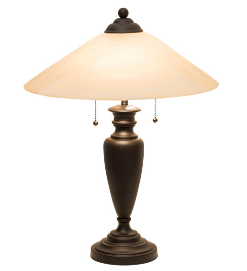 Meyda Lighting Saturn 23" 2-Light Craftsman Brown Table Lamp With Beige Iridescent Shade Glass