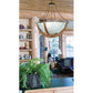 Meyda Lighting Saturn 31" 4-Light Rust Inverted Pendant Light With Contrail Mist Shade Glass