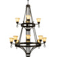 Meyda Lighting Savino 46" 12-Light 2-Tier Gilded Tobacco Chandelier With Beige Scavo Shade Glass