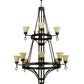 Meyda Lighting Savino 46" 12-Light 2-Tier Gilded Tobacco Chandelier With Beige Scavo Shade Glass
