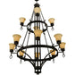 Meyda Lighting Savino 46" 12-Light 2-Tier Gilded Tobacco Chandelier With Beige Scavo Shade Glass