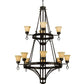 Meyda Lighting Savino 46" 12-Light 2-Tier Gilded Tobacco Chandelier With Beige Scavo Shade Glass
