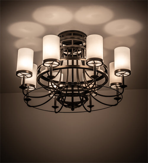 Meyda Lighting Saxony 189538 46" 8-Light Oil Rubbed Bronze Chandelier With White Statuario Idalight Shade Glass