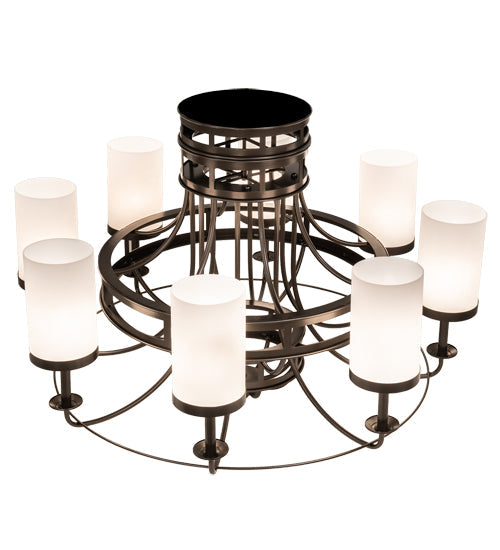 Meyda Lighting Saxony 189538 46" 8-Light Oil Rubbed Bronze Chandelier With White Statuario Idalight Shade Glass