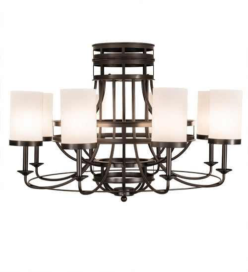 Meyda Lighting Saxony 189538 46" 8-Light Oil Rubbed Bronze Chandelier With White Statuario Idalight Shade Glass
