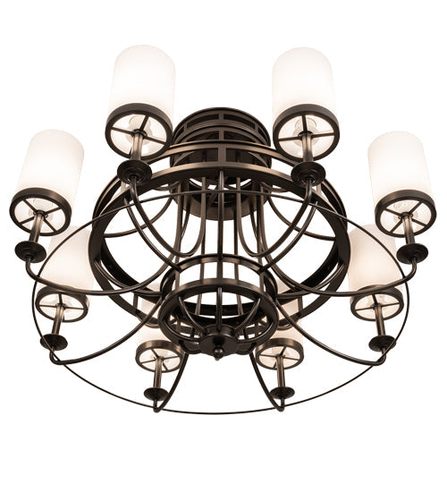 Meyda Lighting Saxony 189538 46" 8-Light Oil Rubbed Bronze Chandelier With White Statuario Idalight Shade Glass