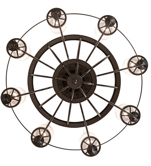 Meyda Lighting Saxony 189538 46" 8-Light Oil Rubbed Bronze Chandelier With White Statuario Idalight Shade Glass