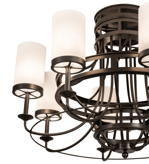 Meyda Lighting Saxony 189538 46" 8-Light Oil Rubbed Bronze Chandelier With White Statuario Idalight Shade Glass