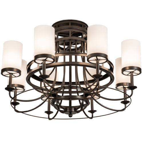 Meyda Lighting Saxony 189538 46" 8-Light Oil Rubbed Bronze Chandelier With White Statuario Idalight Shade Glass