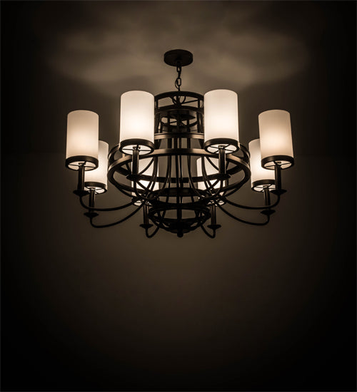 Meyda Lighting Saxony 46" 8-Light Oil Rubbed Bronze Chandelier With White Statuario Idalight Shade Glass