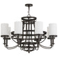 Meyda Lighting Saxony 46" 8-Light Oil Rubbed Bronze Chandelier With White Statuario Idalight Shade Glass