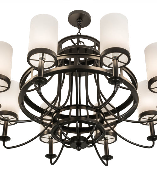 Meyda Lighting Saxony 46" 8-Light Oil Rubbed Bronze Chandelier With White Statuario Idalight Shade Glass