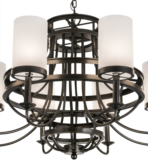 Meyda Lighting Saxony 46" 8-Light Oil Rubbed Bronze Chandelier With White Statuario Idalight Shade Glass