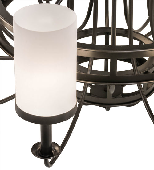 Meyda Lighting Saxony 46" 8-Light Oil Rubbed Bronze Chandelier With White Statuario Idalight Shade Glass