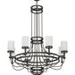 Meyda Lighting Saxony 60" 8-Light Exterior Oil Rubbed Bronze Chandelier With White Statuario Idalight Shade Glass