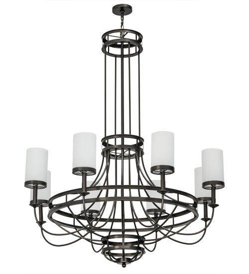 Meyda Lighting Saxony 60" 8-Light Exterior Oil Rubbed Bronze Chandelier With White Statuario Idalight Shade Glass