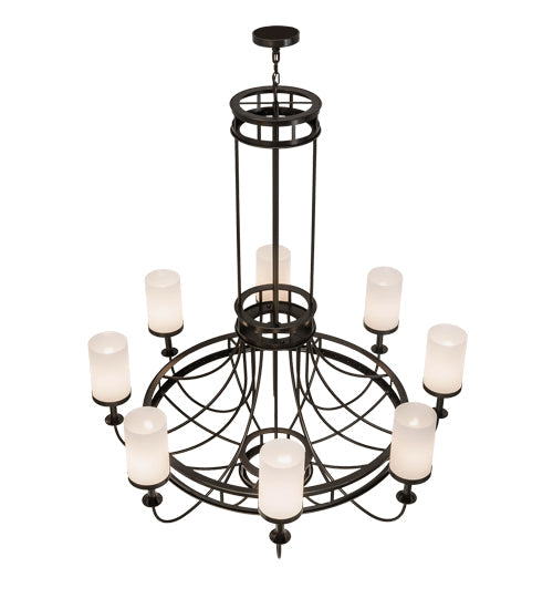 Meyda Lighting Saxony 60" 8-Light Exterior Oil Rubbed Bronze Chandelier With White Statuario Idalight Shade Glass