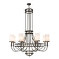 Meyda Lighting Saxony 60" 8-Light Exterior Oil Rubbed Bronze Chandelier With White Statuario Idalight Shade Glass