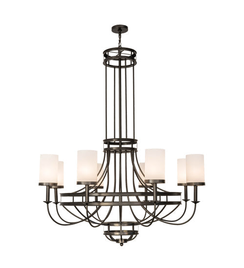 Meyda Lighting Saxony 60" 8-Light Exterior Oil Rubbed Bronze Chandelier With White Statuario Idalight Shade Glass