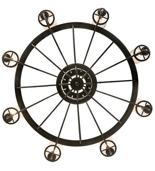 Meyda Lighting Saxony 60" 8-Light Exterior Oil Rubbed Bronze Chandelier With White Statuario Idalight Shade Glass