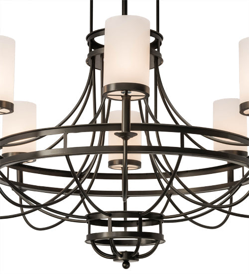 Meyda Lighting Saxony 60" 8-Light Exterior Oil Rubbed Bronze Chandelier With White Statuario Idalight Shade Glass