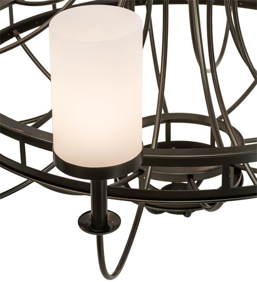 Meyda Lighting Saxony 60" 8-Light Exterior Oil Rubbed Bronze Chandelier With White Statuario Idalight Shade Glass