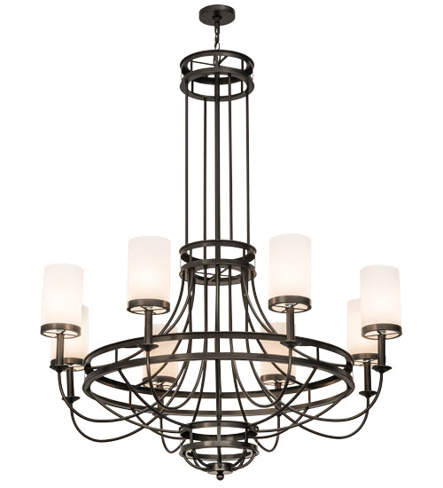 Meyda Lighting Saxony 60" 8-Light Exterior Oil Rubbed Bronze Chandelier With White Statuario Idalight Shade Glass
