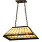 Meyda Lighting Scallop 21" 2-Light Timeless Bronze Diamond Mission Island Pendant Light With Multi-Colored Shade Glass