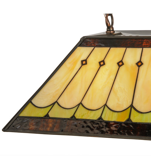 Meyda Lighting Scallop 21" 2-Light Timeless Bronze Diamond Mission Island Pendant Light With Multi-Colored Shade Glass