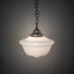 Meyda Lighting Schoolhouse 12" Antique Brass Revival Pendant Light With White Shade Glass