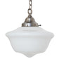 Meyda Lighting Schoolhouse 12" Antique Brass Revival Pendant Light With White Shade Glass
