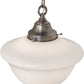 Meyda Lighting Schoolhouse 12" Antique Brass Revival Pendant Light With White Shade Glass