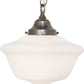 Meyda Lighting Schoolhouse 12" Antique Brass Revival Pendant Light With White Shade Glass