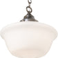 Meyda Lighting Schoolhouse 12" Antique Brass Revival Pendant Light With White Shade Glass