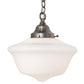Meyda Lighting Schoolhouse 12" Antique Brass Revival Pendant Light With White Shade Glass