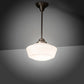 Meyda Lighting Schoolhouse 12" Brushed Nickel Mini Pendant Light With White Opal Traditional Globe Shade Glass