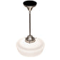 Meyda Lighting Schoolhouse 12" Brushed Nickel Mini Pendant Light With White Opal Traditional Globe Shade Glass